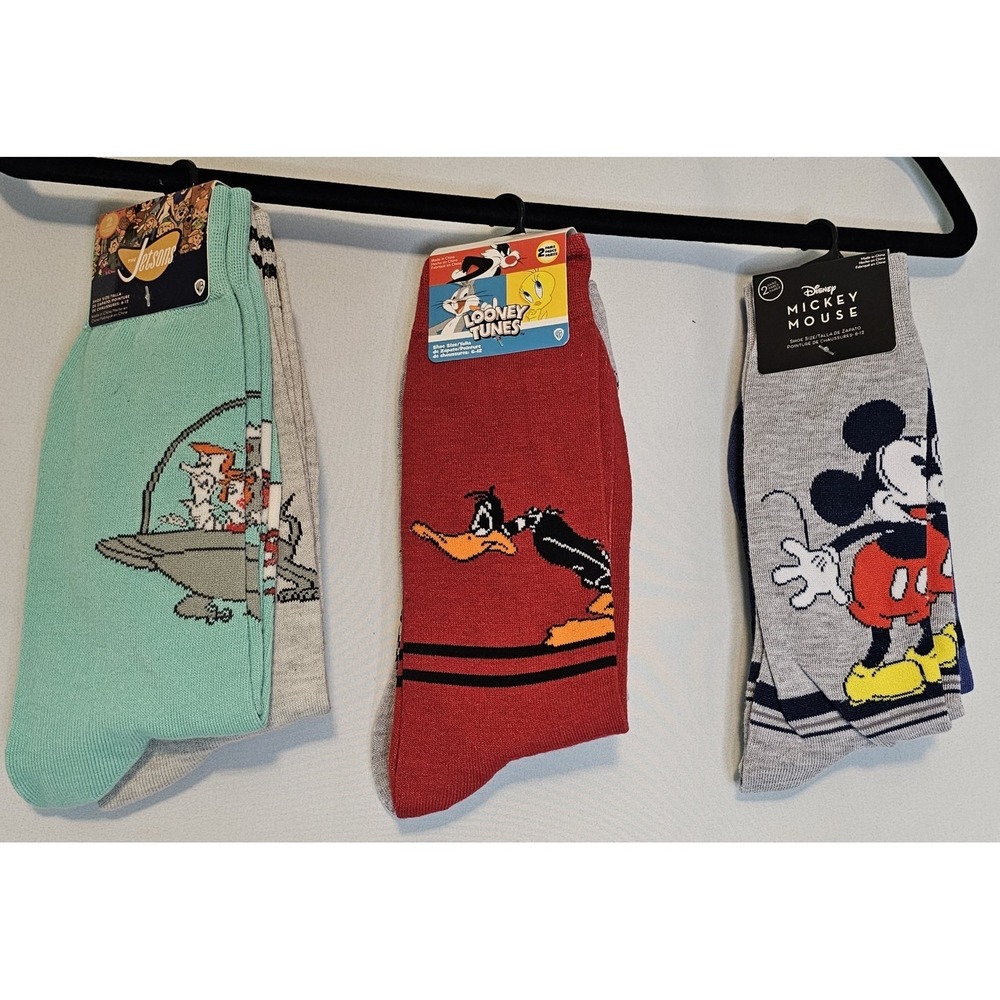 New 6  Novelty Socks Jetson, Mickey, DaffyDuck, Bugs Bunny, Looney Tunes, Disney